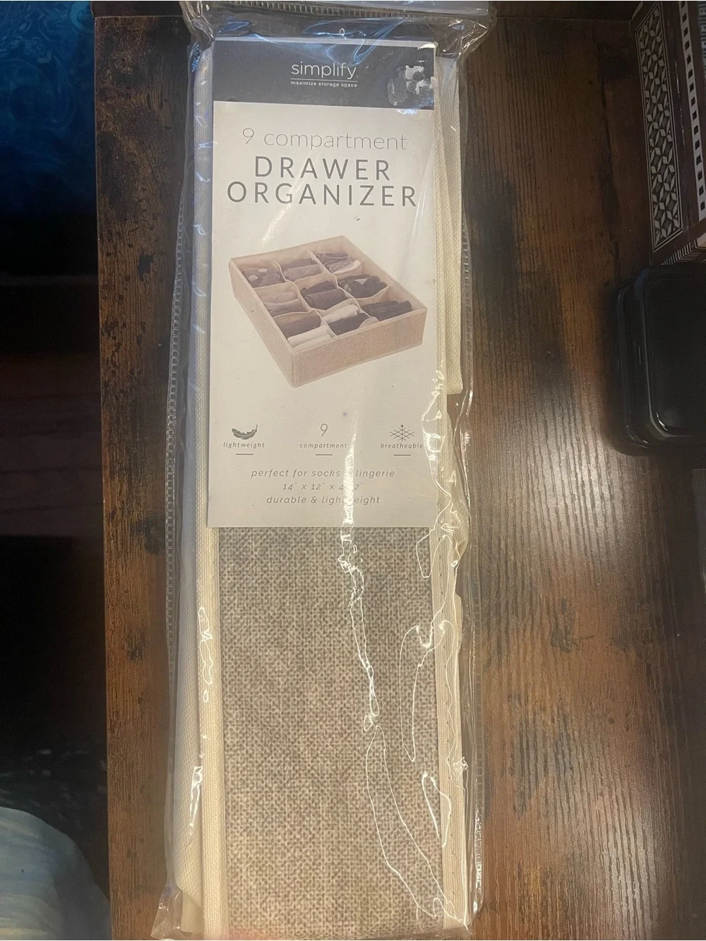 Simplify Beige 9-Compartment Drawer Organizer